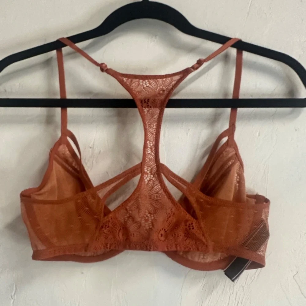 Victoria's Secret Unlined Demi Lace Orange Bra Size 32D Very Sexy